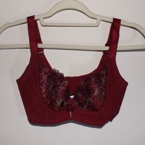 Vintage Red Underwired Bra With Glitter Lace